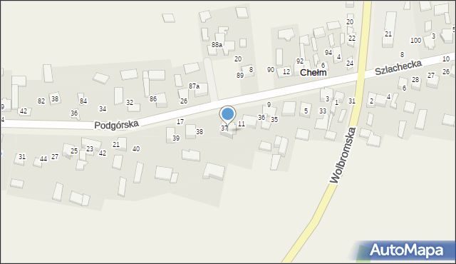 Chełm, Podgórska, 13, mapa Chełma