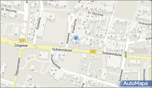 Chojnice, Podmurna, 5, mapa Chojnic