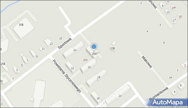Choroszcz, Powstania Styczniowego, 20A, mapa Choroszcz