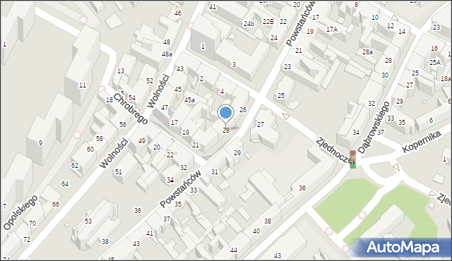 Chorzów, Powstańców, 28, mapa Chorzów