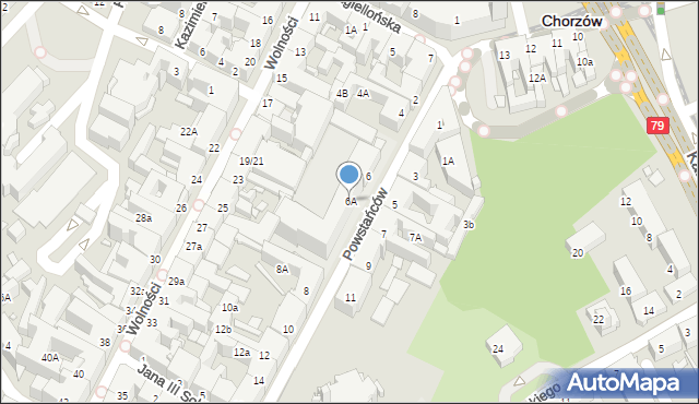 Chorzów, Powstańców, 6A, mapa Chorzów
