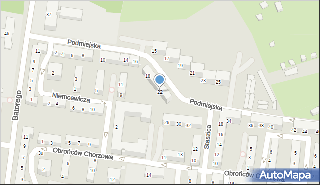 Chorzów, Podmiejska, 22, mapa Chorzów