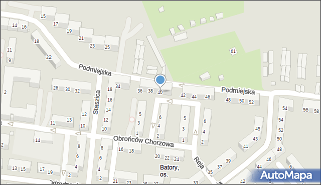 Chorzów, Podmiejska, 40, mapa Chorzów