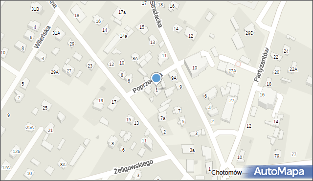 Chotomów, Poprzeczna, 1, mapa Chotomów
