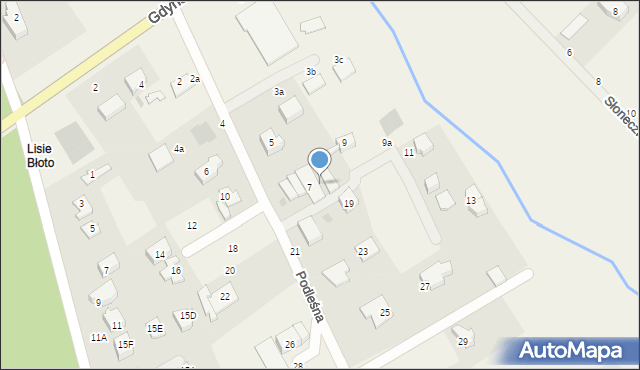 Chwaszczyno, Podleśna, 7A, mapa Chwaszczyno