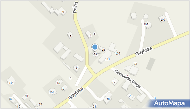 Chwaszczyno, Polna, 2A, mapa Chwaszczyno