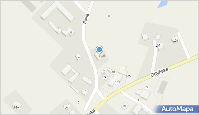 Chwaszczyno, Polna, 4, mapa Chwaszczyno