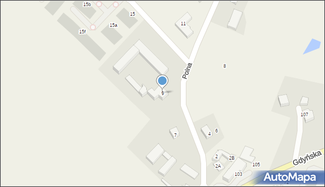 Chwaszczyno, Polna, 9, mapa Chwaszczyno