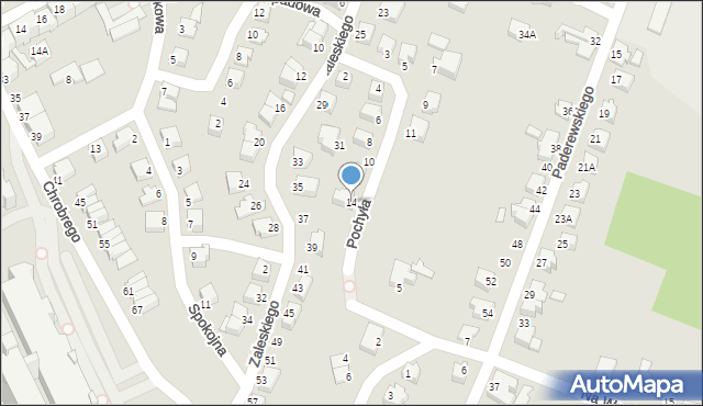 Cieszyn, Pochyła, 14, mapa Cieszyna