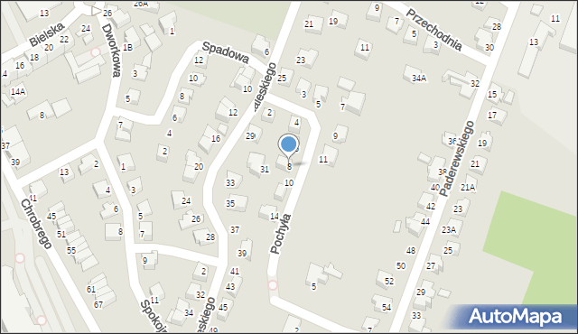 Cieszyn, Pochyła, 8, mapa Cieszyna