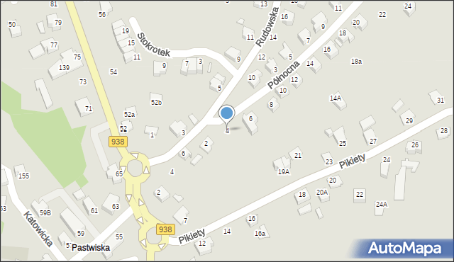 Cieszyn, Północna, 4, mapa Cieszyna