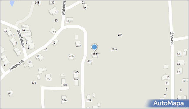 Cieszyn, Północna, 48E, mapa Cieszyna