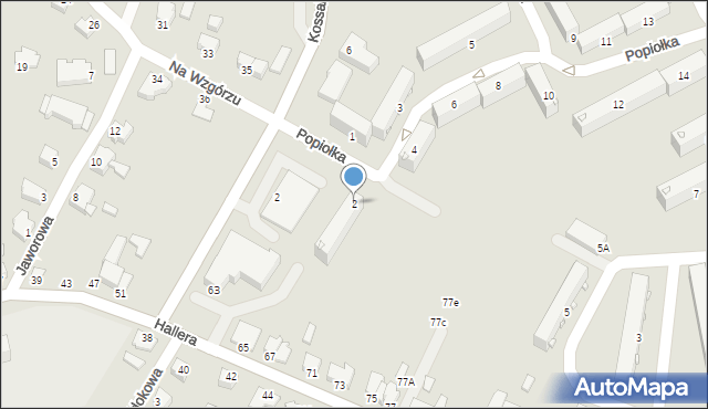 Cieszyn, Popiołka Franciszka, 2, mapa Cieszyna