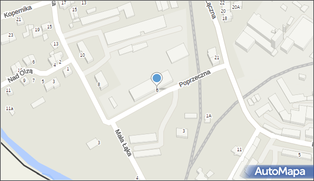 Cieszyn, Poprzeczna, 6, mapa Cieszyna