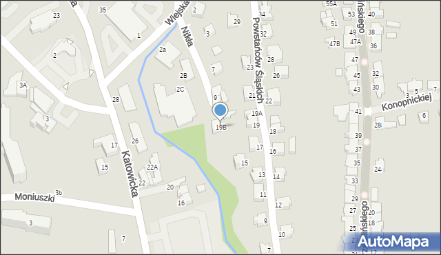 Cieszyn, Powstańców Śląskich, 19B, mapa Cieszyna