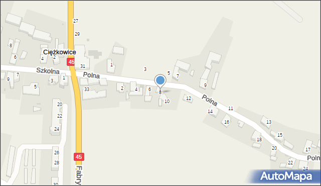 Ciężkowice, Polna, 8, mapa Ciężkowice