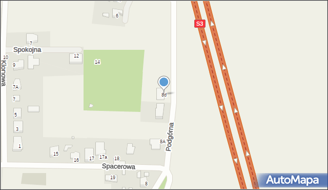 Cigacice, Podgórna, 8d, mapa Cigacice