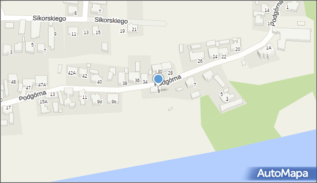 Cigacice, Podgórna, 9, mapa Cigacice