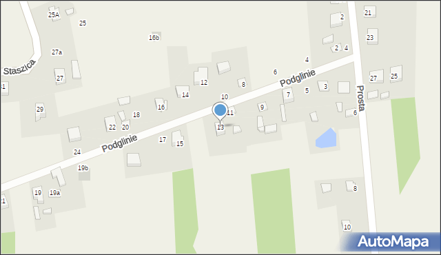 Ćmińsk, Podglinie, 13, mapa Ćmińsk