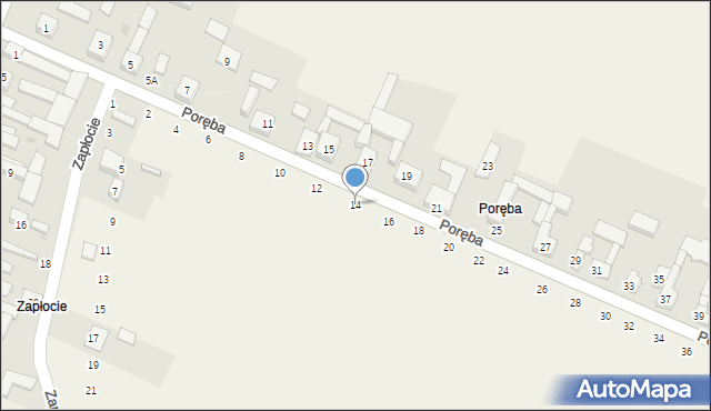Cynków, Poręba, 14, mapa Cynków