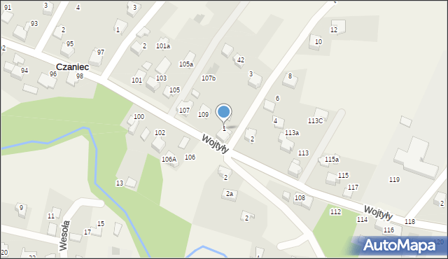 Czaniec, Pogodna, 1, mapa Czaniec