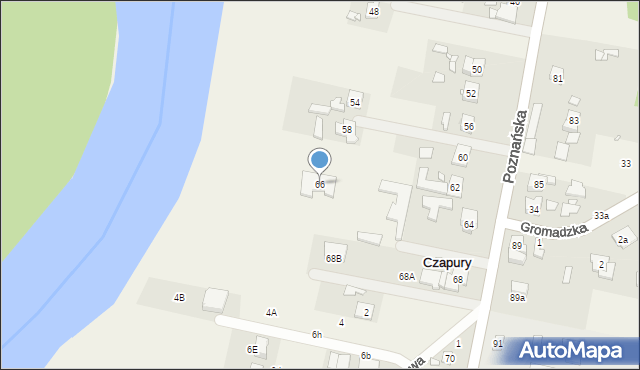 Czapury, Poznańska, 66, mapa Czapury