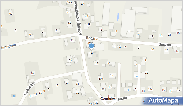 Czarków, Powstańców Śląskich, 34, mapa Czarków