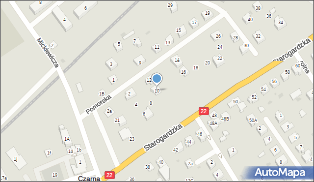 Czarna Woda, Pomorska, 10, mapa Czarna Woda