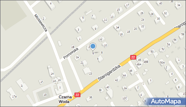 Czarna Woda, Pomorska, 4, mapa Czarna Woda