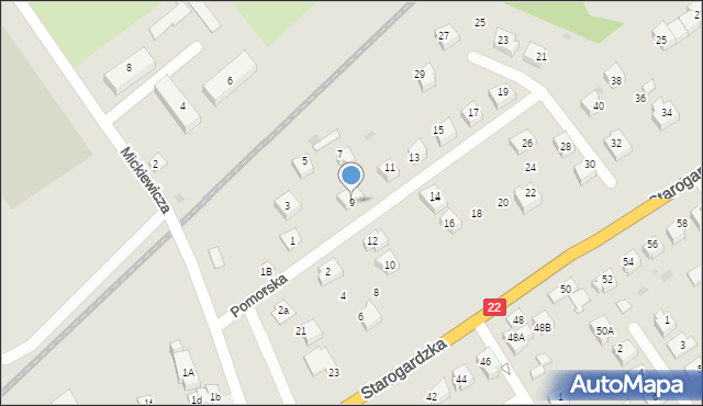 Czarna Woda, Pomorska, 9, mapa Czarna Woda