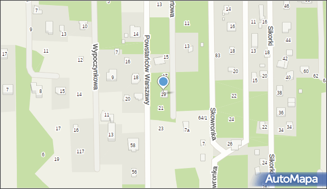 Czarnów, Powstańców Warszawy, 19, mapa Czarnów