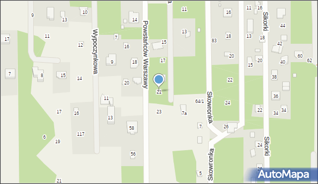 Czarnów, Powstańców Warszawy, 21, mapa Czarnów