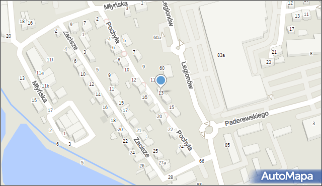 Czechowice-Dziedzice, Pochyła, 13, mapa Czechowic-Dziedzic