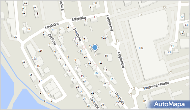 Czechowice-Dziedzice, Pochyła, 9, mapa Czechowic-Dziedzic