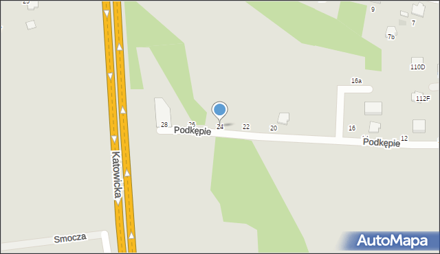 Czechowice-Dziedzice, Podkępie, 24, mapa Czechowic-Dziedzic