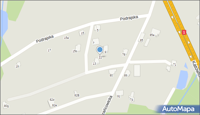 Czechowice-Dziedzice, Podrajska, 11, mapa Czechowic-Dziedzic