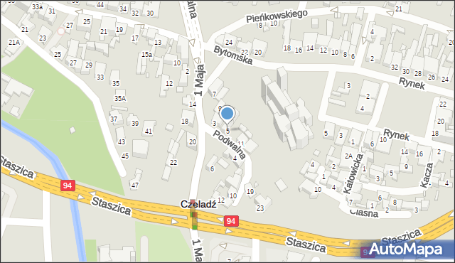 Czeladź, Podwalna, 5, mapa Czeladź