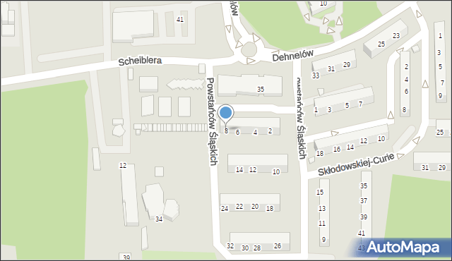 Czeladź, Powstańców Śląskich, 8, mapa Czeladź