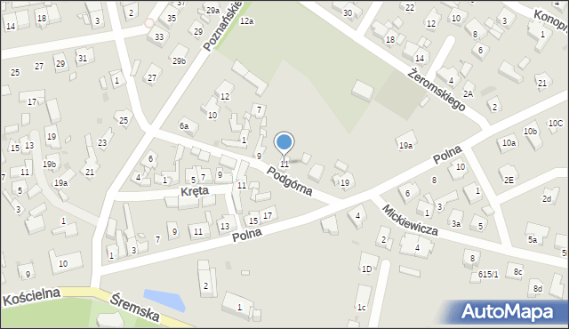 Czempiń, Podgórna, 11, mapa Czempiń