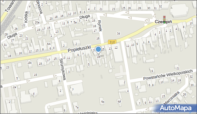 Czempiń, Popiełuszki Jerzego, bł. ks., 1A, mapa Czempiń