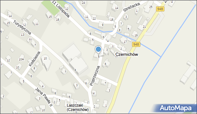 Czernichów, Poprzeczna, 3, mapa Czernichów