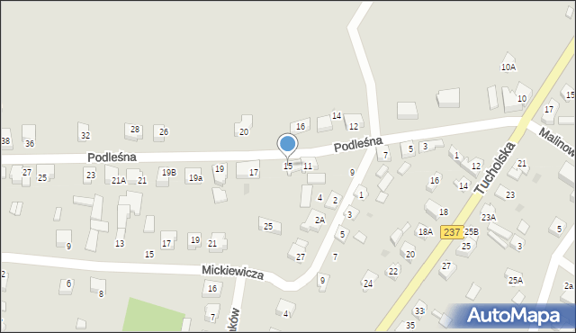 Czersk, Podleśna, 15, mapa Czersk