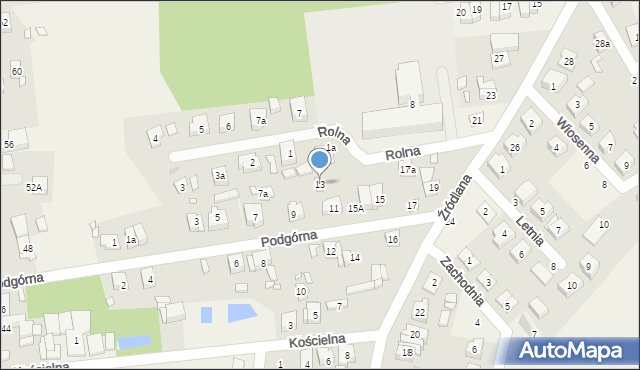 Czerwonak, Podgórna, 13, mapa Czerwonak