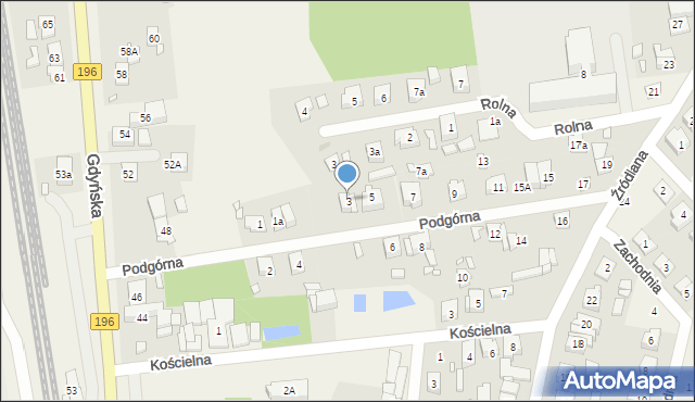 Czerwonak, Podgórna, 3, mapa Czerwonak
