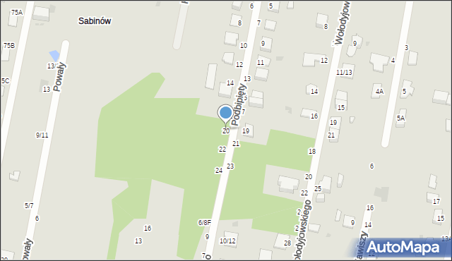 Częstochowa, Podbipięty Longinusa, 20, mapa Częstochowy