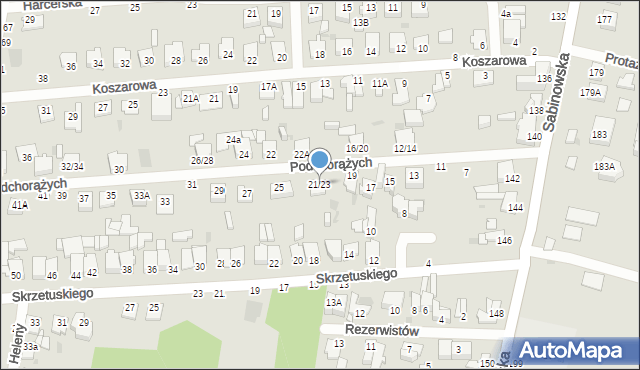 Częstochowa, Podchorążych, 21/25, mapa Częstochowy