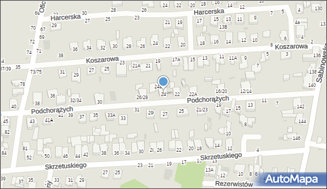 Częstochowa, Podchorążych, 24, mapa Częstochowy