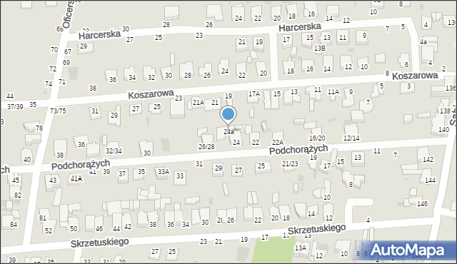 Częstochowa, Podchorążych, 24a, mapa Częstochowy