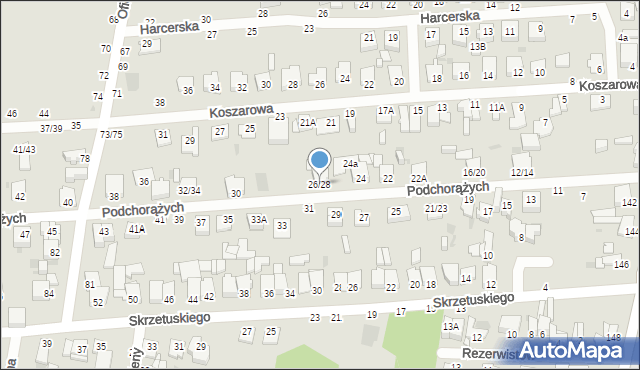 Częstochowa, Podchorążych, 28, mapa Częstochowy