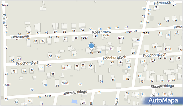 Częstochowa, Podchorążych, 50, mapa Częstochowy